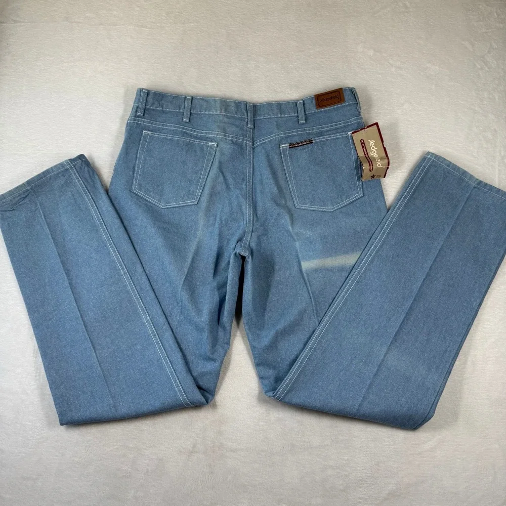 Vintage Sedgefield Blue Cotton Straight Leg Jeans‎ 38x34 NWT Made in USA READ